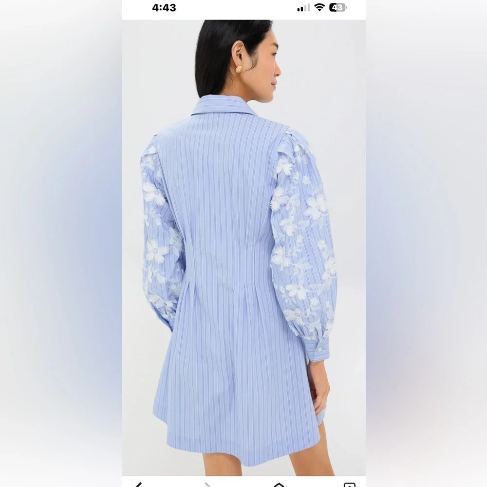 NWT TuckerNuck Blue Stripe Embroidery Mini Corinne Dress XXL - Picture 3 of 11